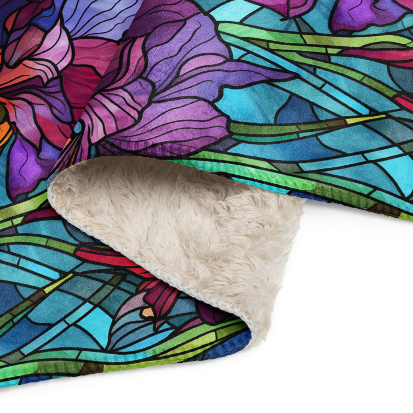 Glass Art Iris Sherpa Blanket