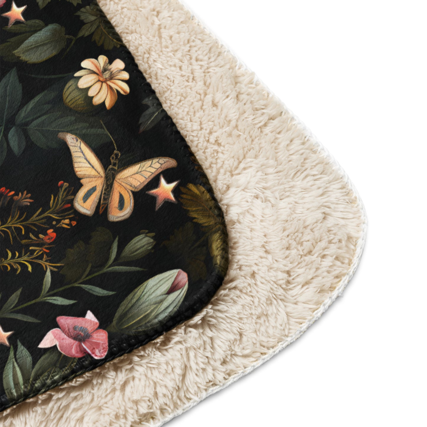 Moth Garden Sherpa Blanket