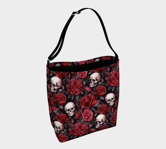 Red Roses Skull Day Bag