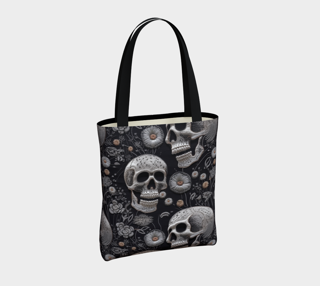 Faux Embroidery Skull Tote