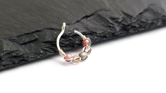 Sterling Silver Faux Lip Ring - Pink