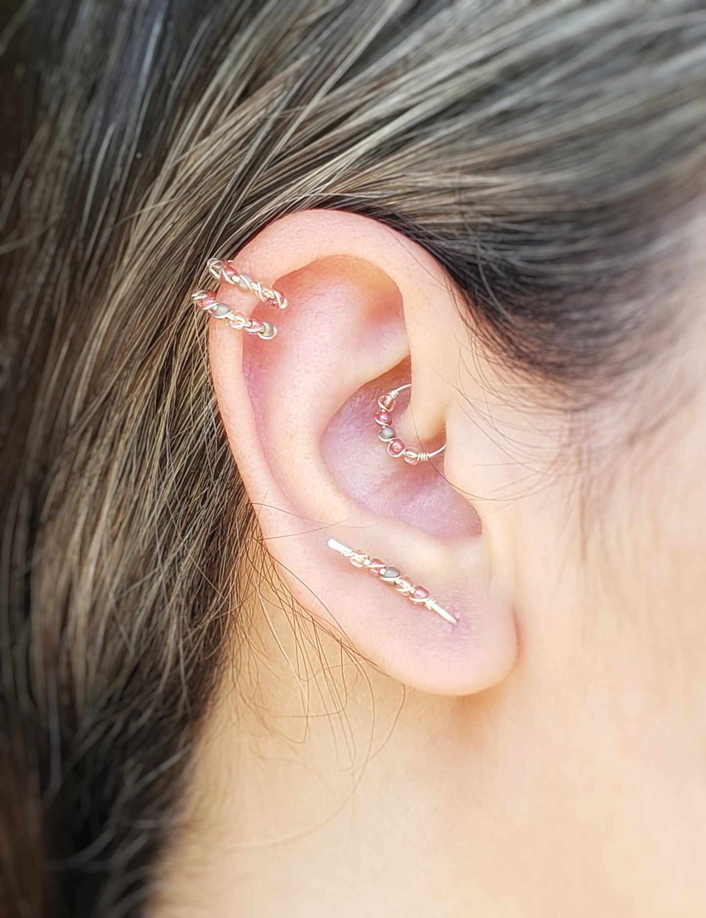 Sterling Silver Faux Daith - Pink