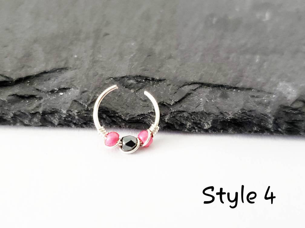 Sterling Silver Daith Ring - Faux Daith Earring 8mm
